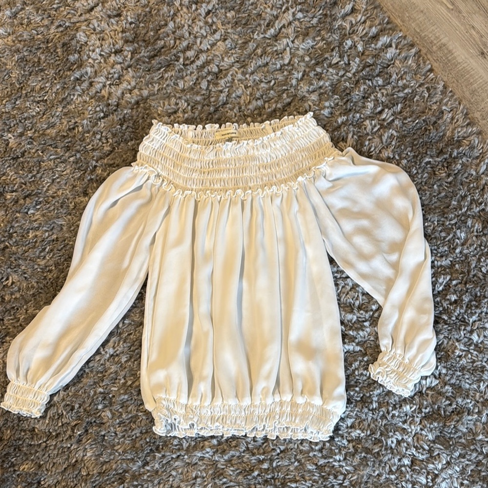 Max Studio white Smocked Top